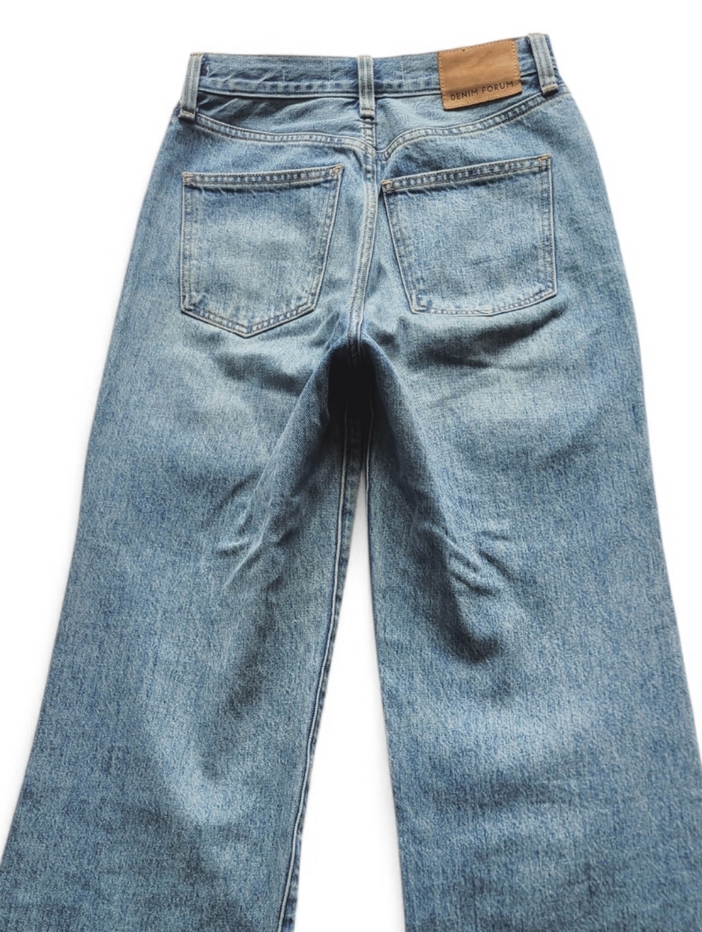Denim Forum Farrah Wide Leg High Rise Crop Jeans Raw Hem Blue 25 - Picture 6 of 16